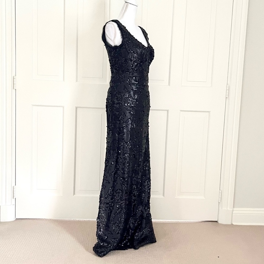 Zac Posen Z Spoke black sequin full length evening gown 6